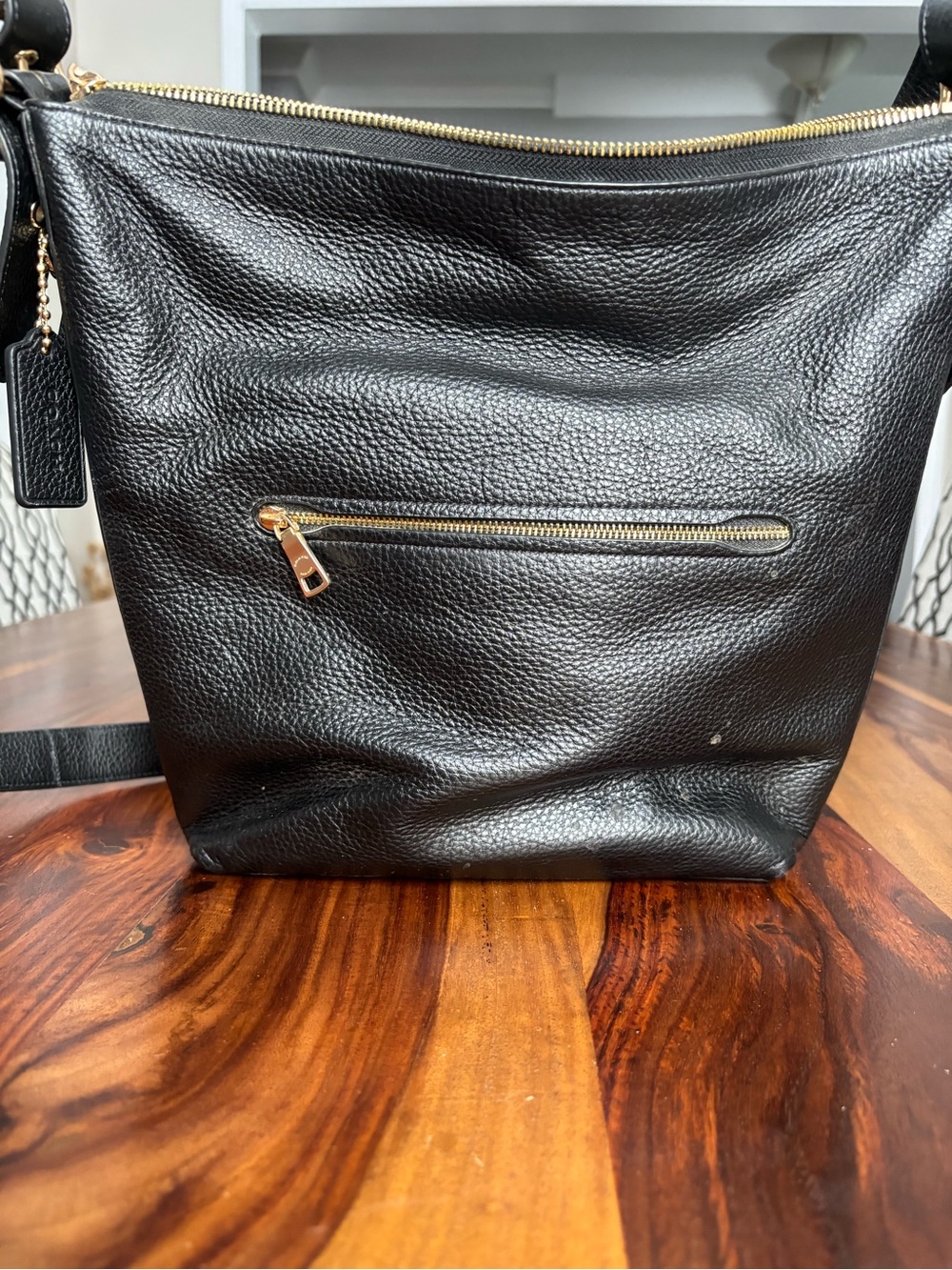 Coach C2818 Black Pebbled Leather Crossbody Shoulder Bag with Gold Hardware - Picture 5 of 8